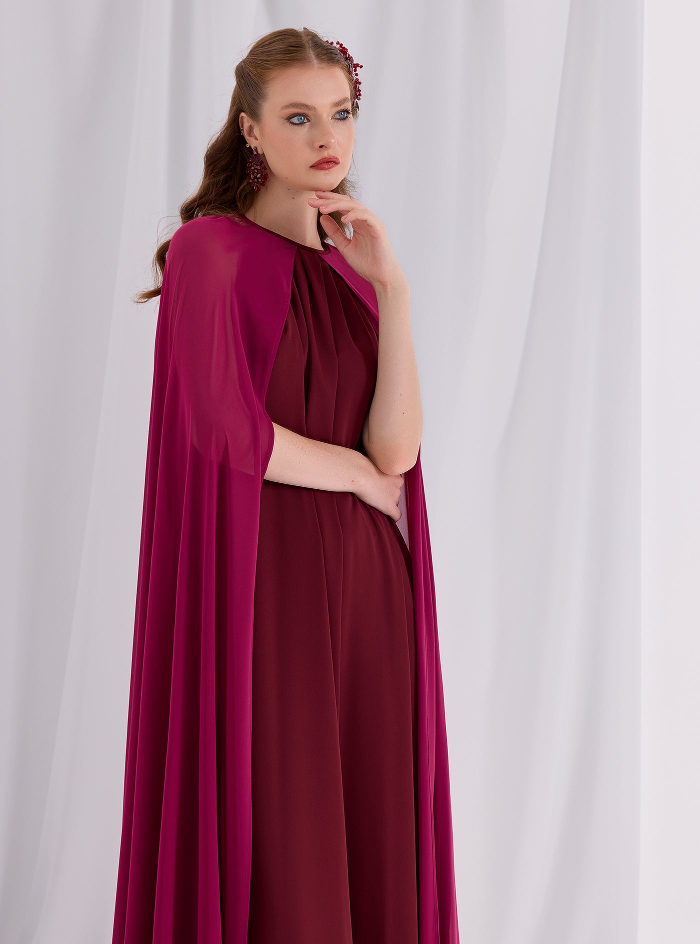 Burgundy Cape Dress