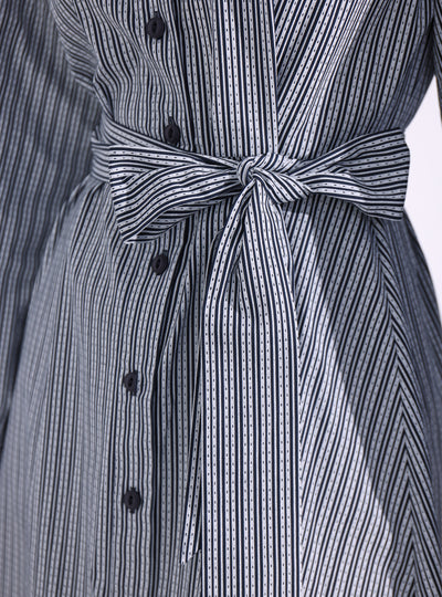 Navy Stripe Maxi Shirt Dress