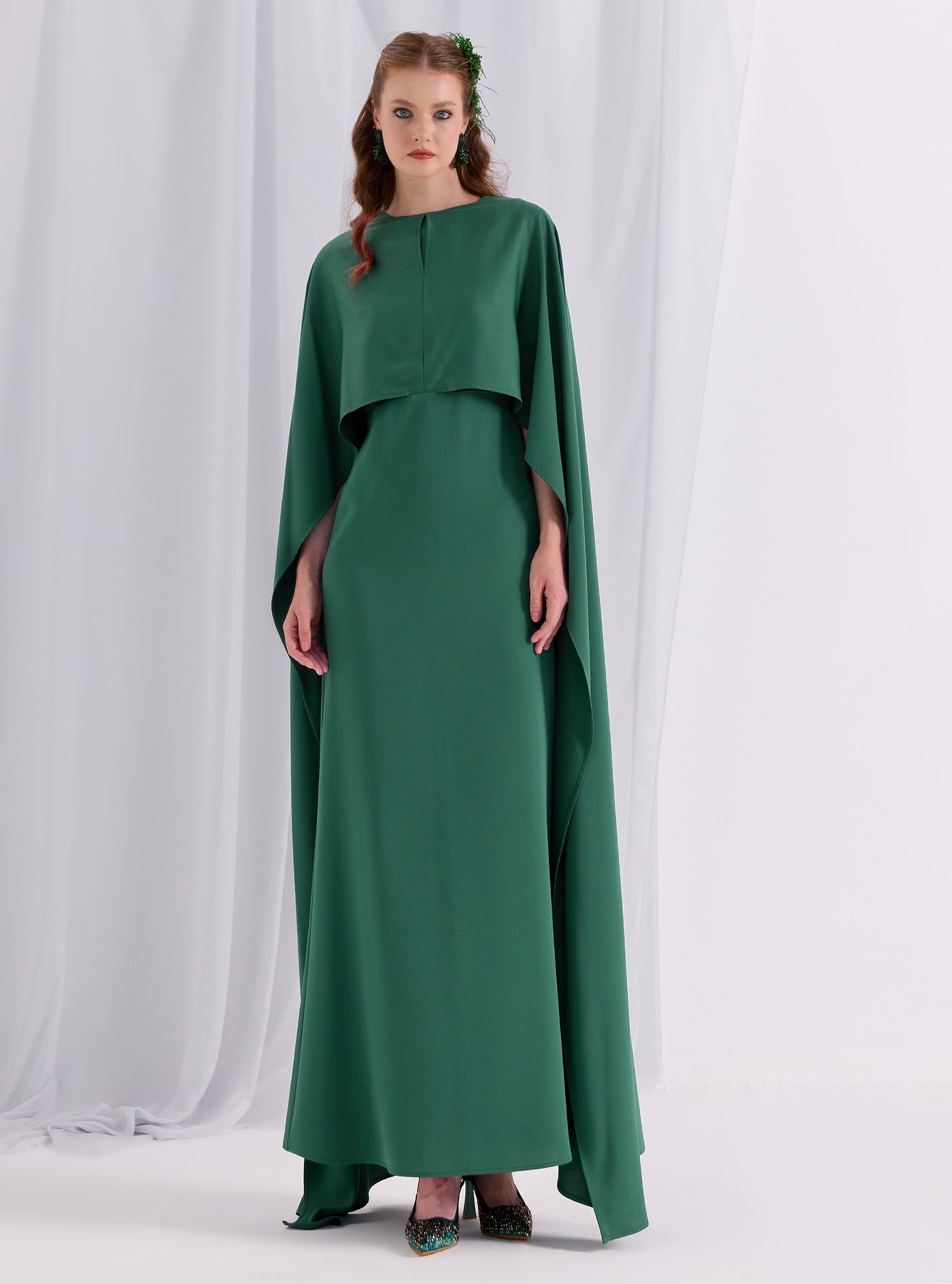 Emerald Evenin out Cape Dress