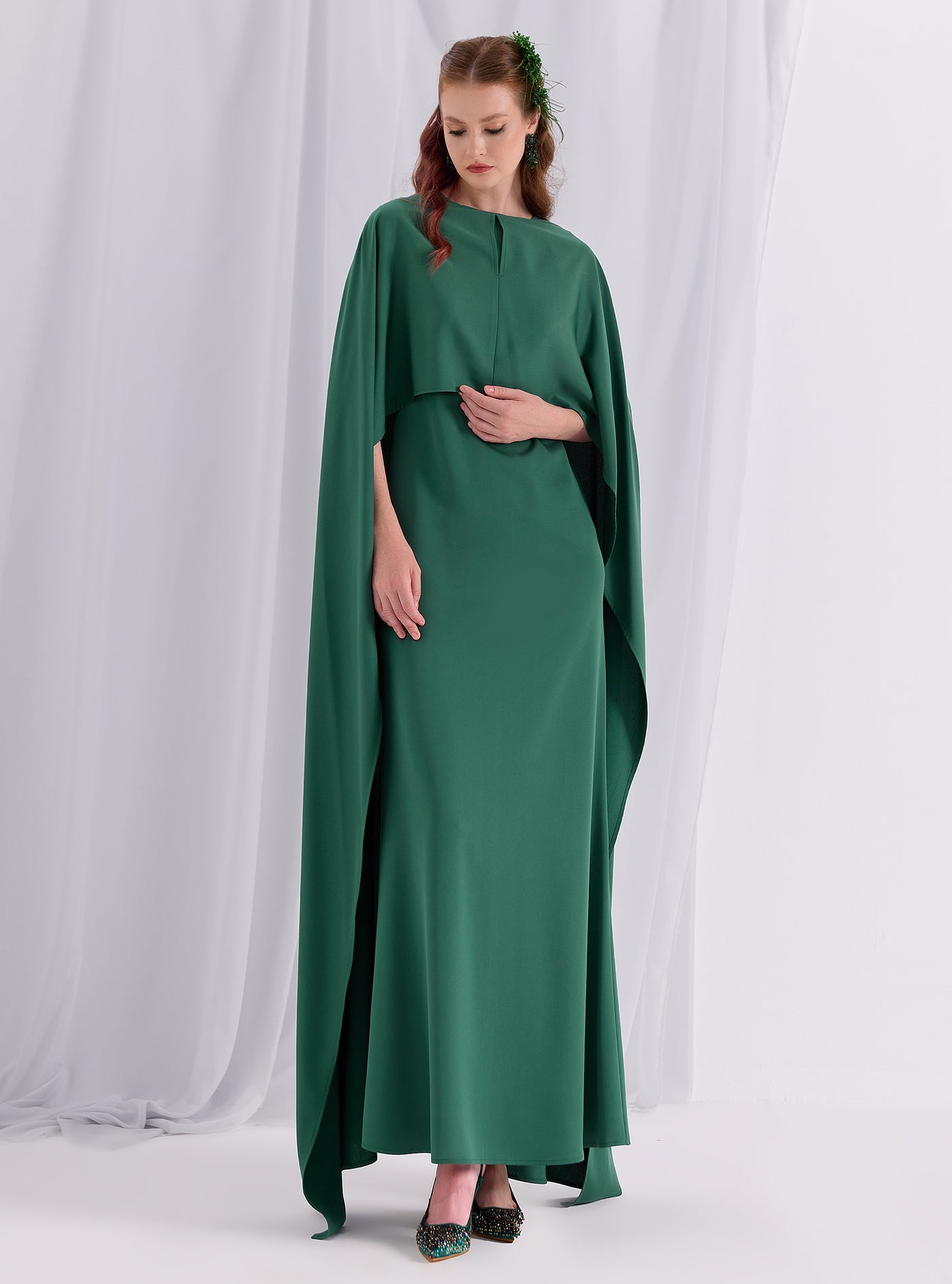 Emerald Evenin out Cape Dress