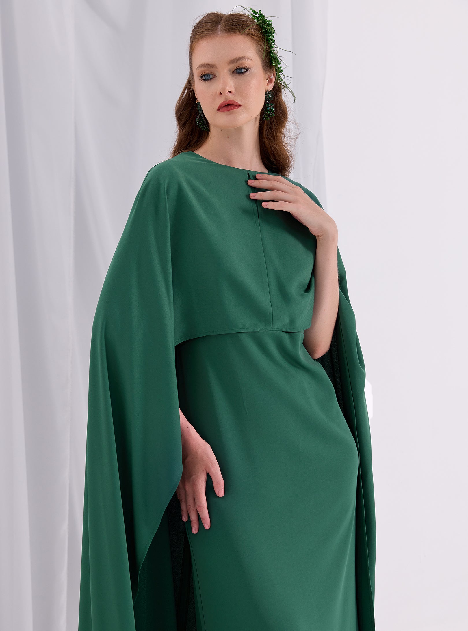 Emerald Evenin out Cape Dress - Store WF