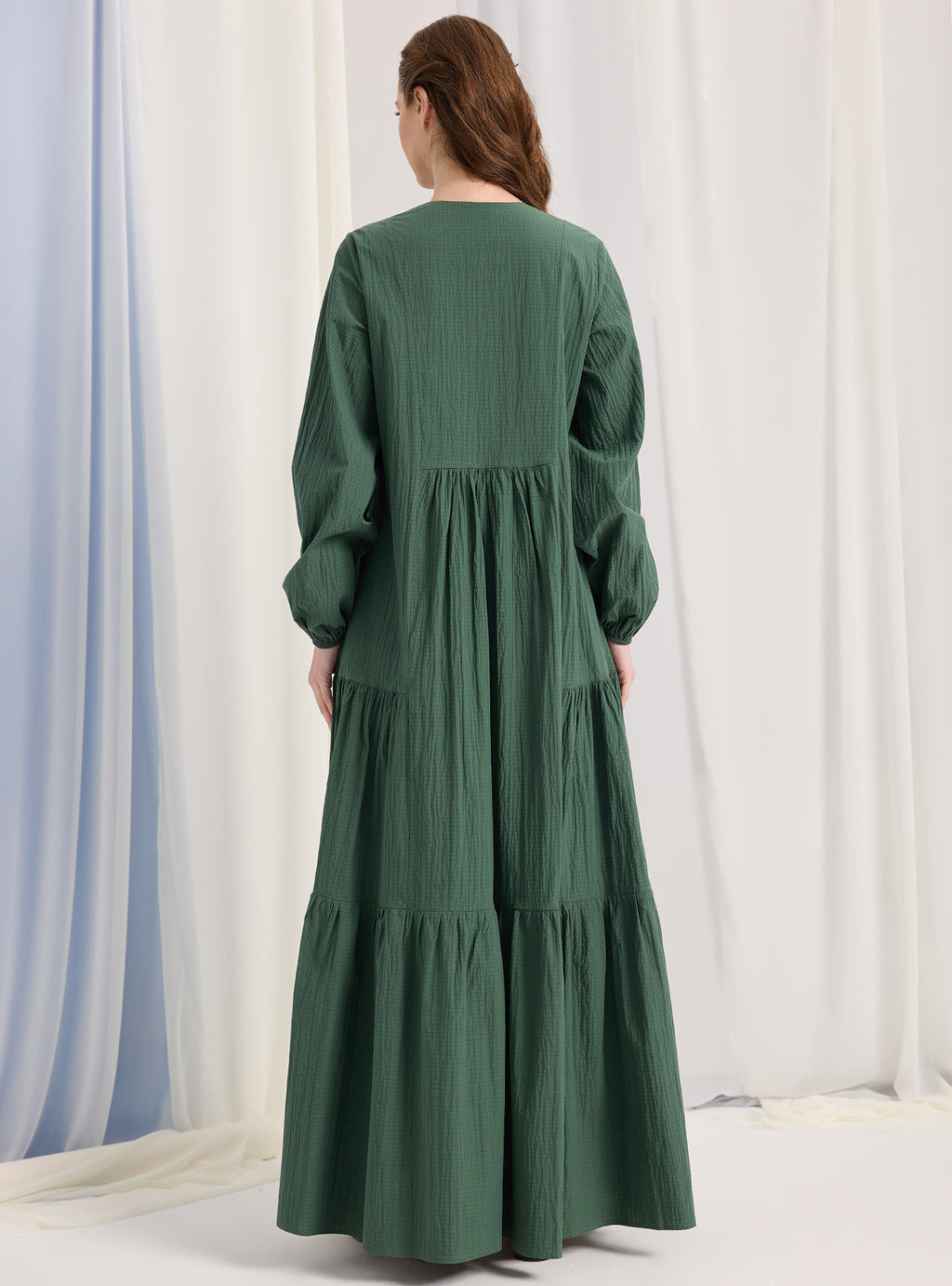 Green Cotton V Neck Maxi Dress – Store WF