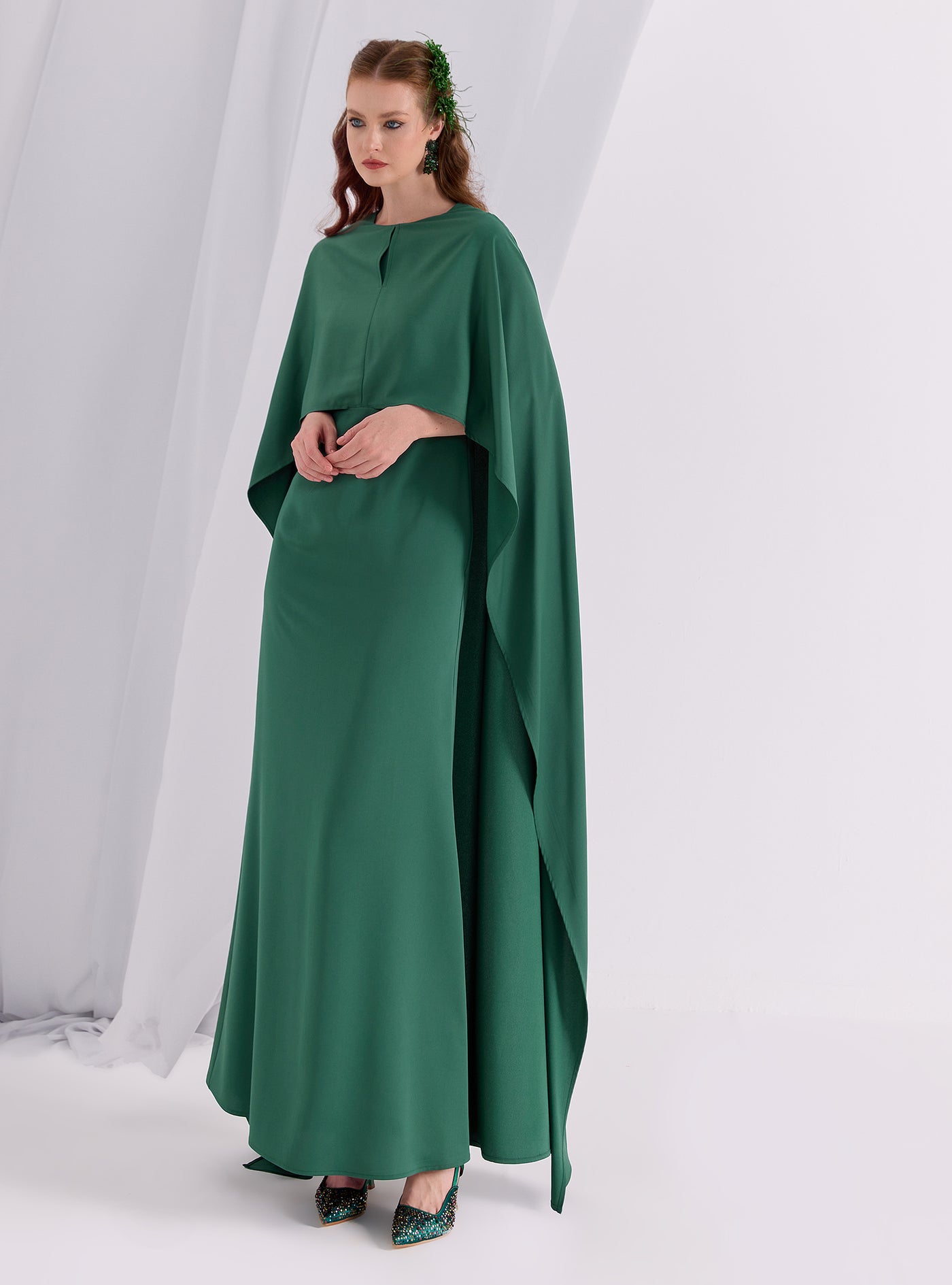 Emerald Evenin out Cape Dress