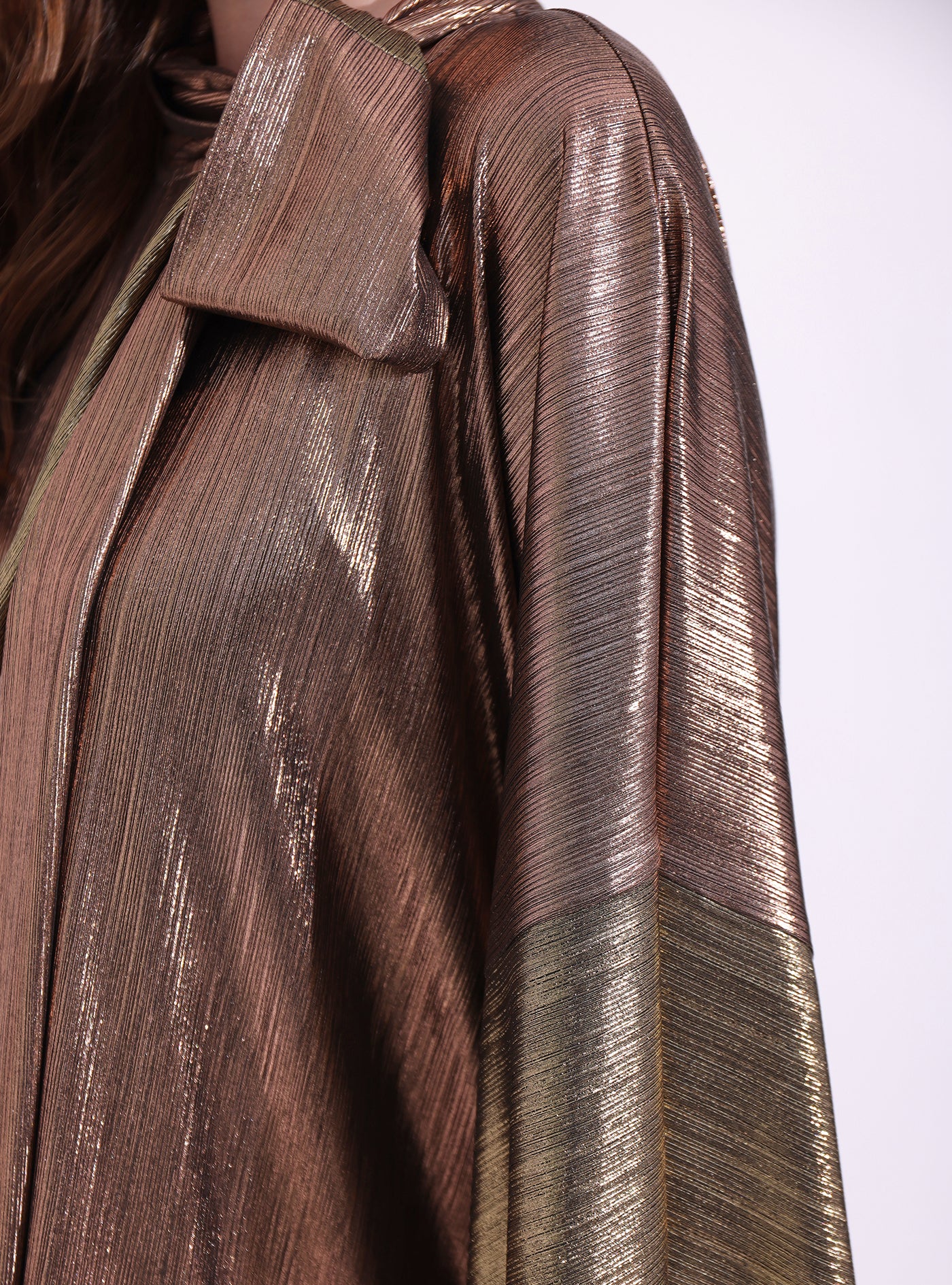 Bronze Gold Tie-Neck Kaftan Dress