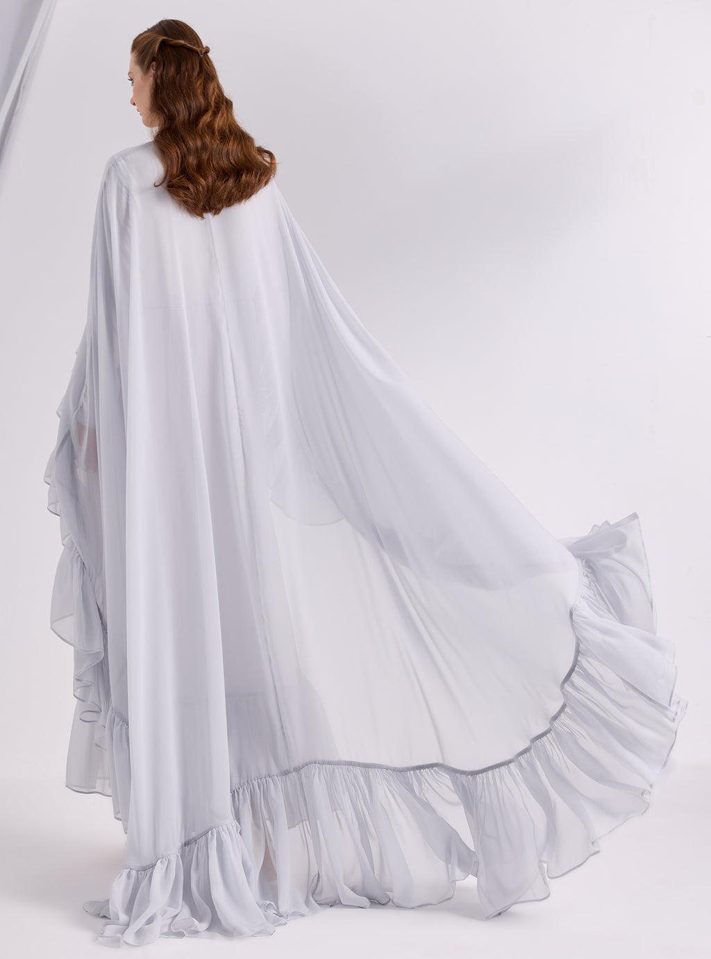 Ice Blue Ruffled Maxi Cape Dress Store WF Ice Blue Ruffled Maxi Cape Dress Store WF