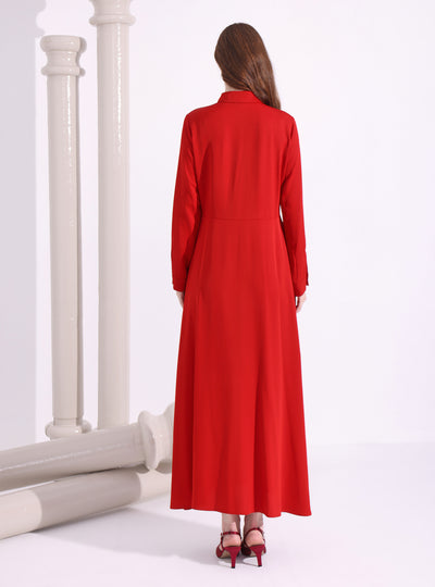 Red Maxi Belted Dress