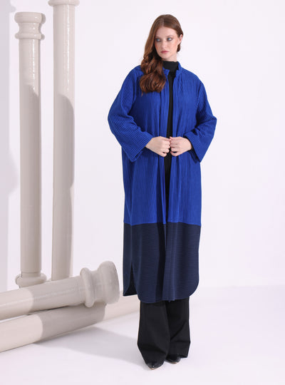 Blue Knitwear Jacket With Scarf