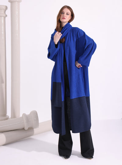 Blue Knitwear Jacket With Scarf