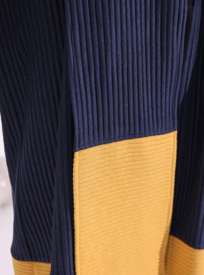 Navy Stripe Knitwear Jacket With Scarf