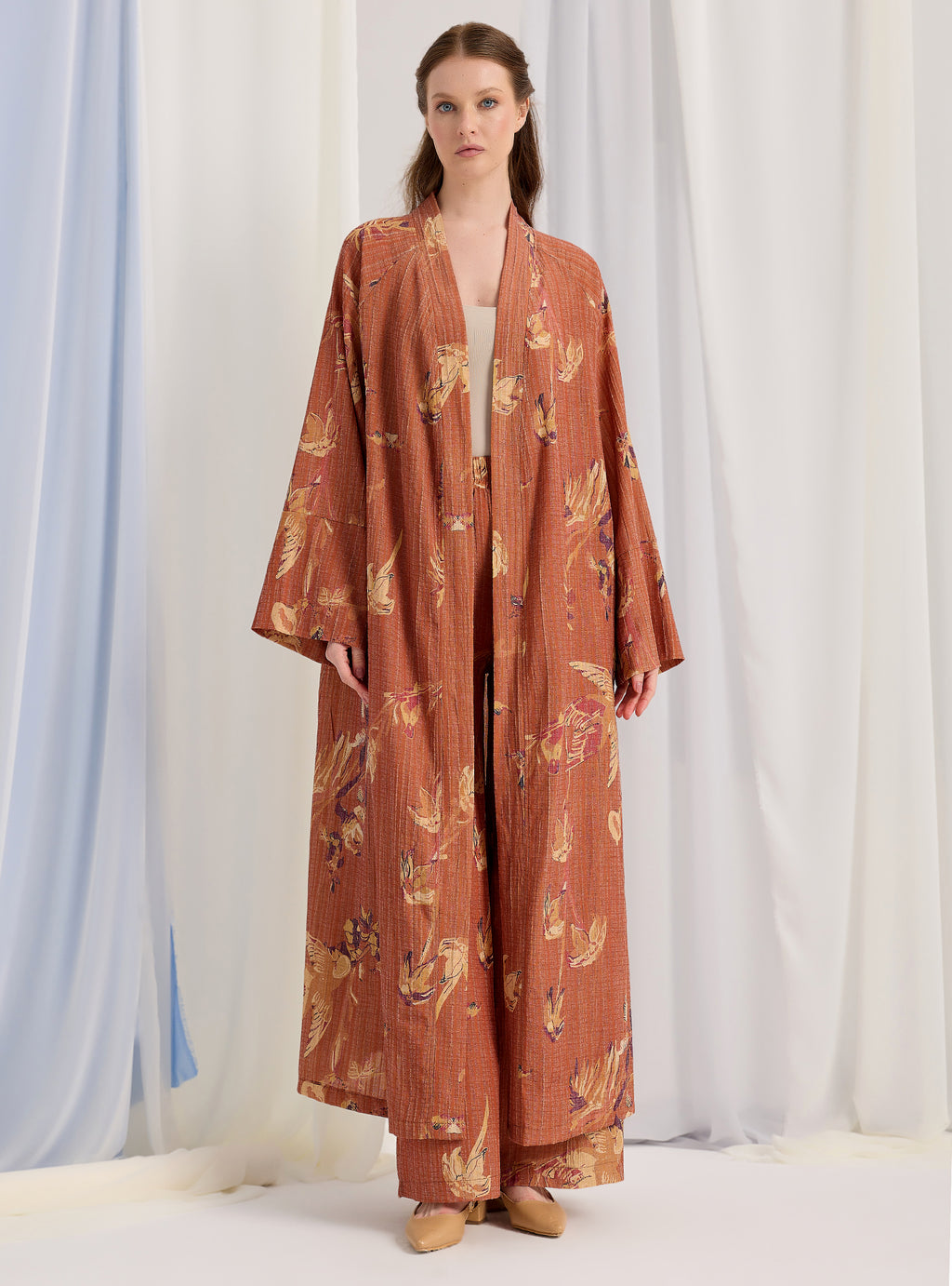 Orange Kimono & Trouser Set