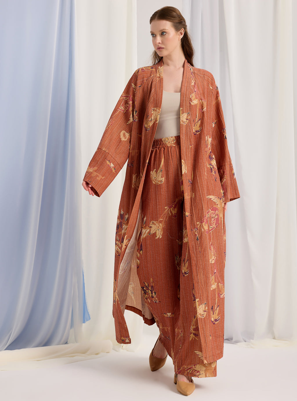 Orange Kimono & Trouser Set