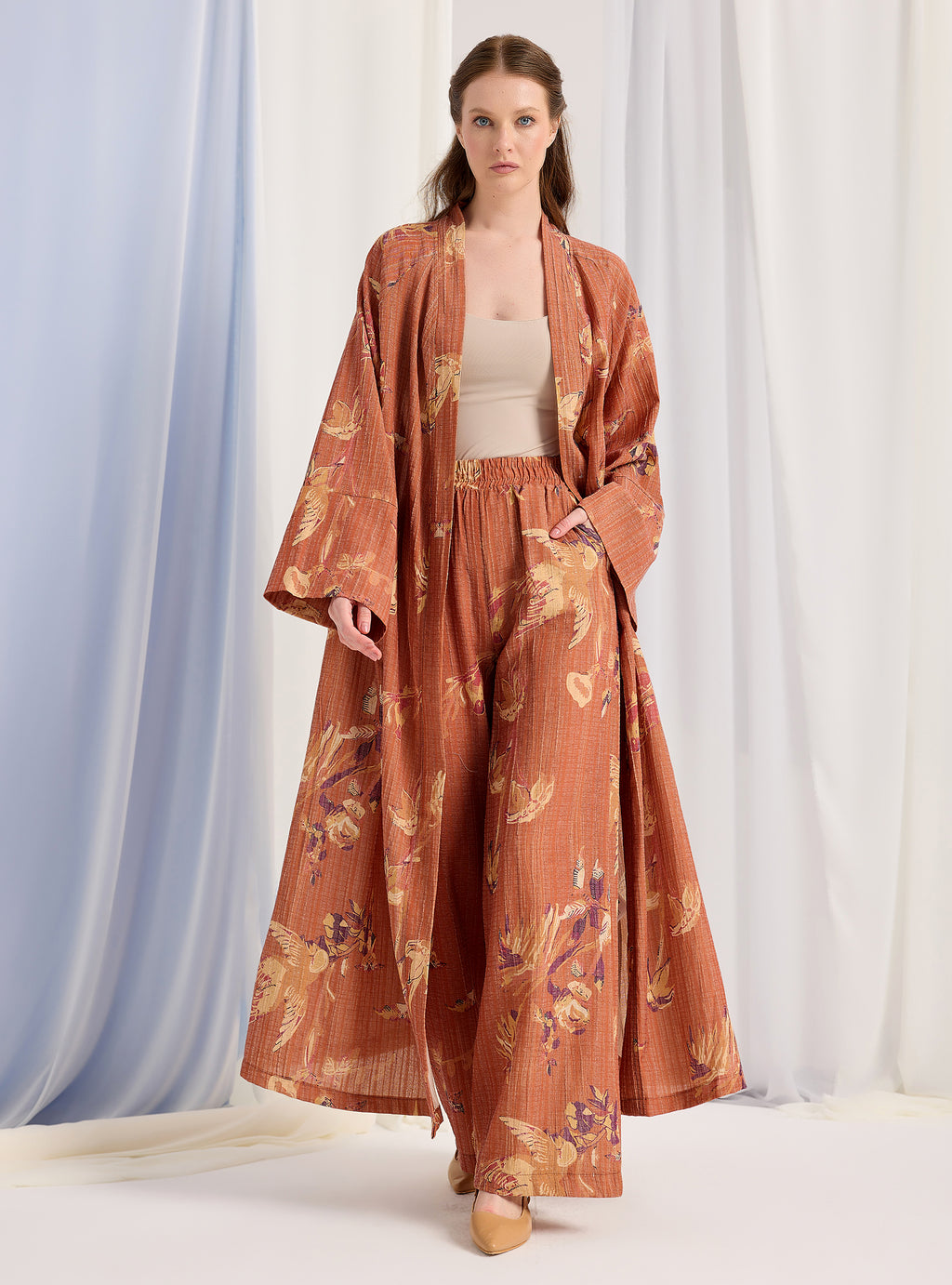 Orange Kimono & Trouser Set