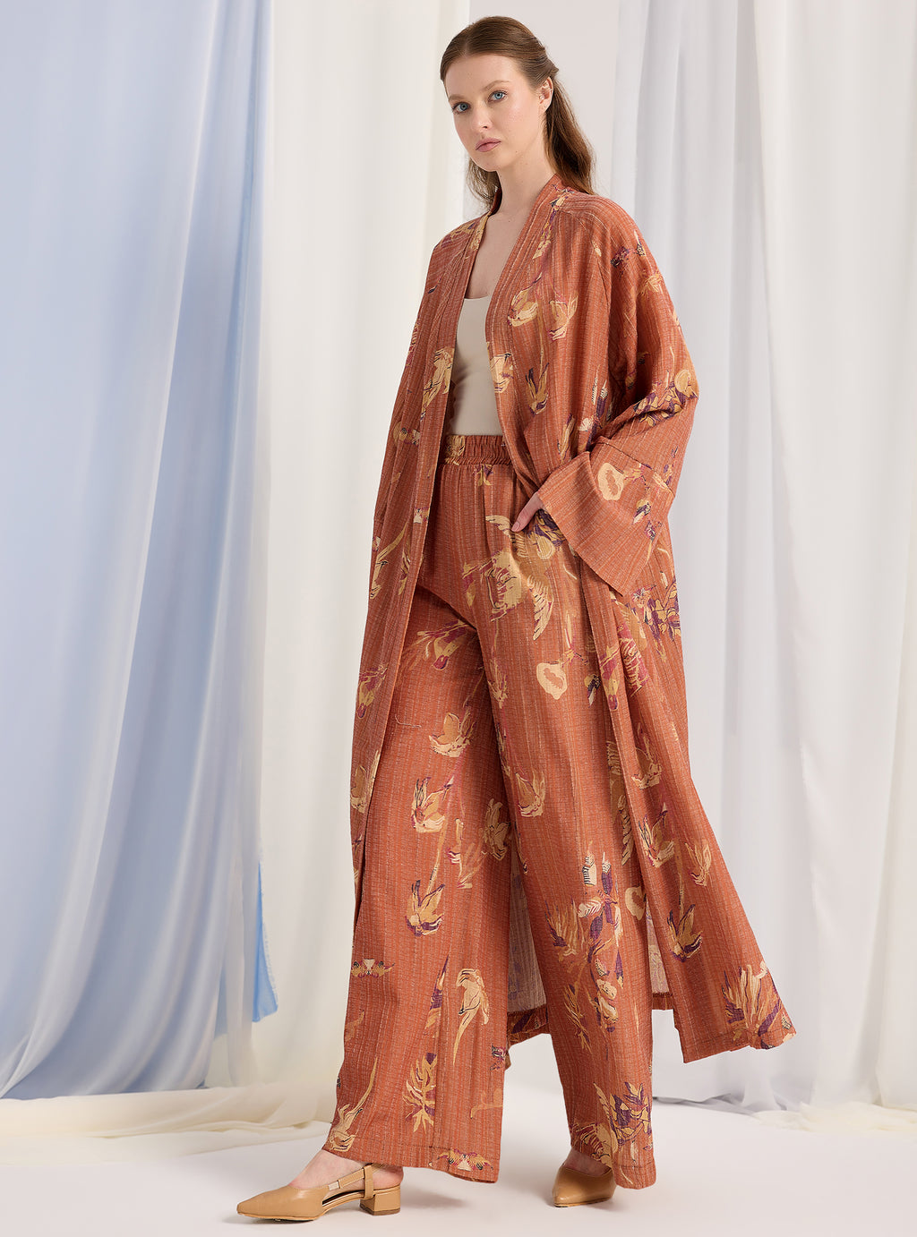 Orange Kimono & Trouser Set