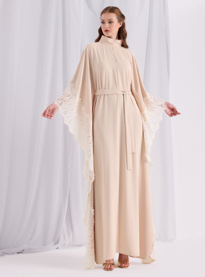 Lace Belted Kaftan Dress