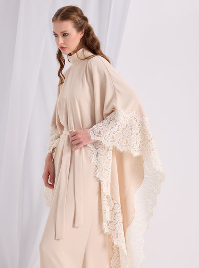 Lace Belted Kaftan Dress