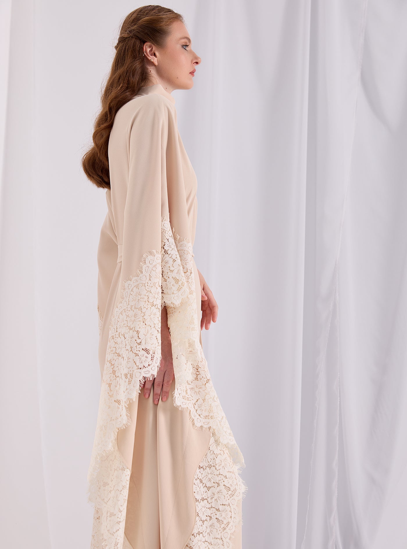 Lace Belted Kaftan Dress