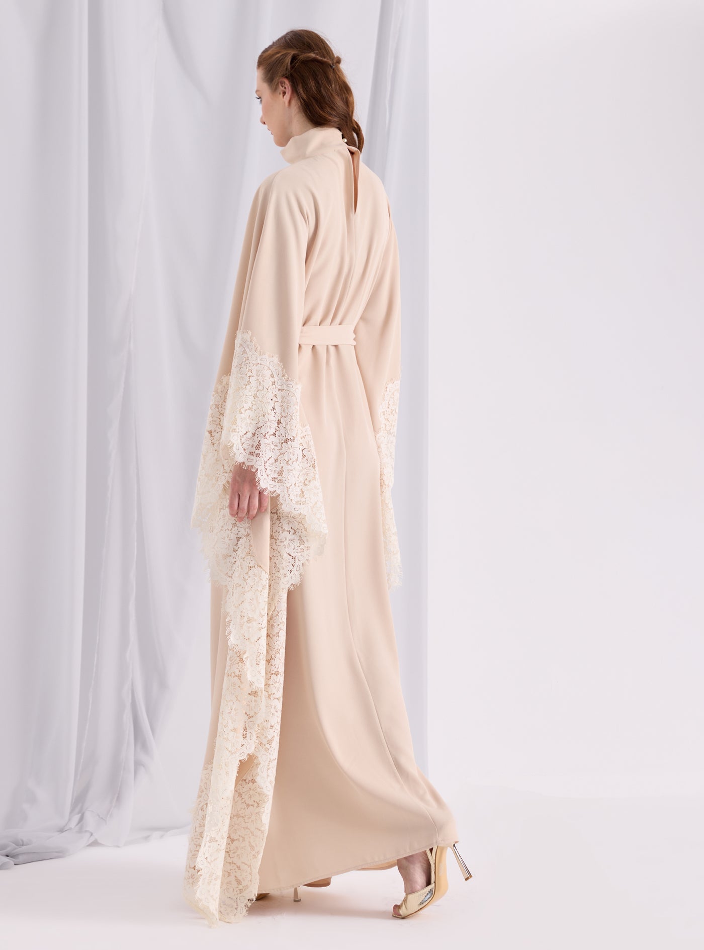 Lace Belted Kaftan Dress