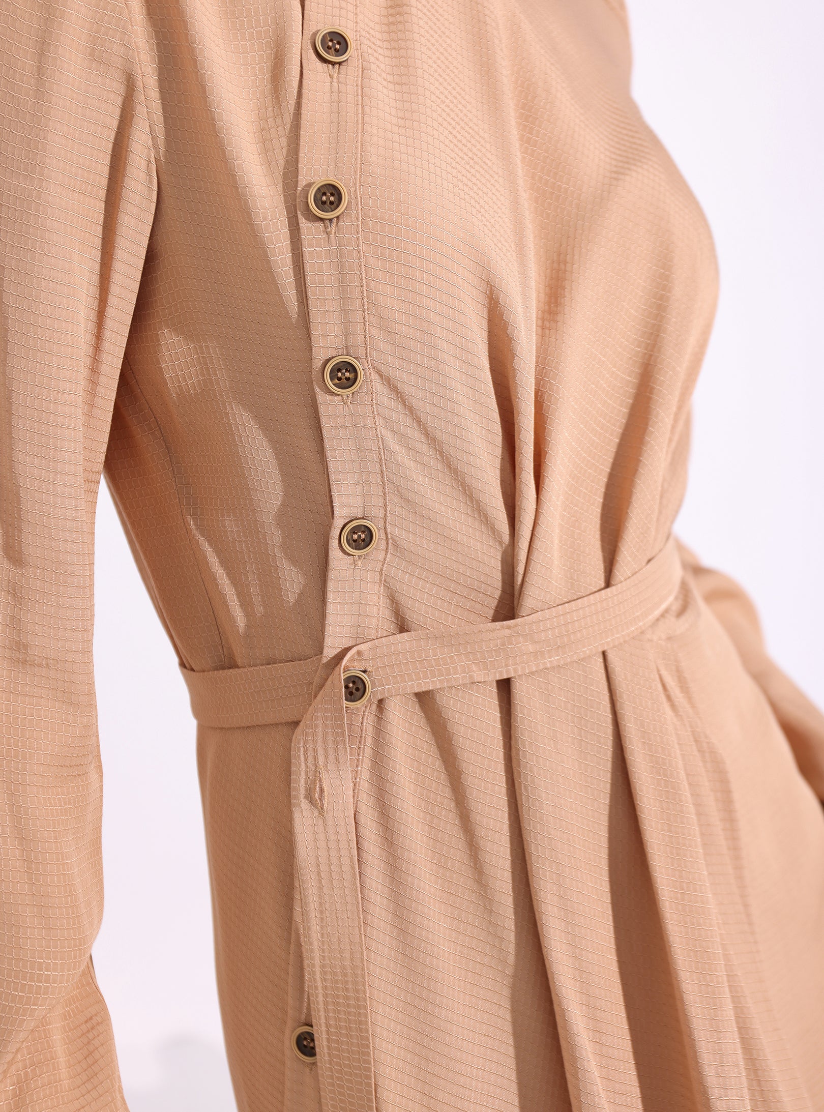 Asymmetrical Belted Midi Dress - Store WF