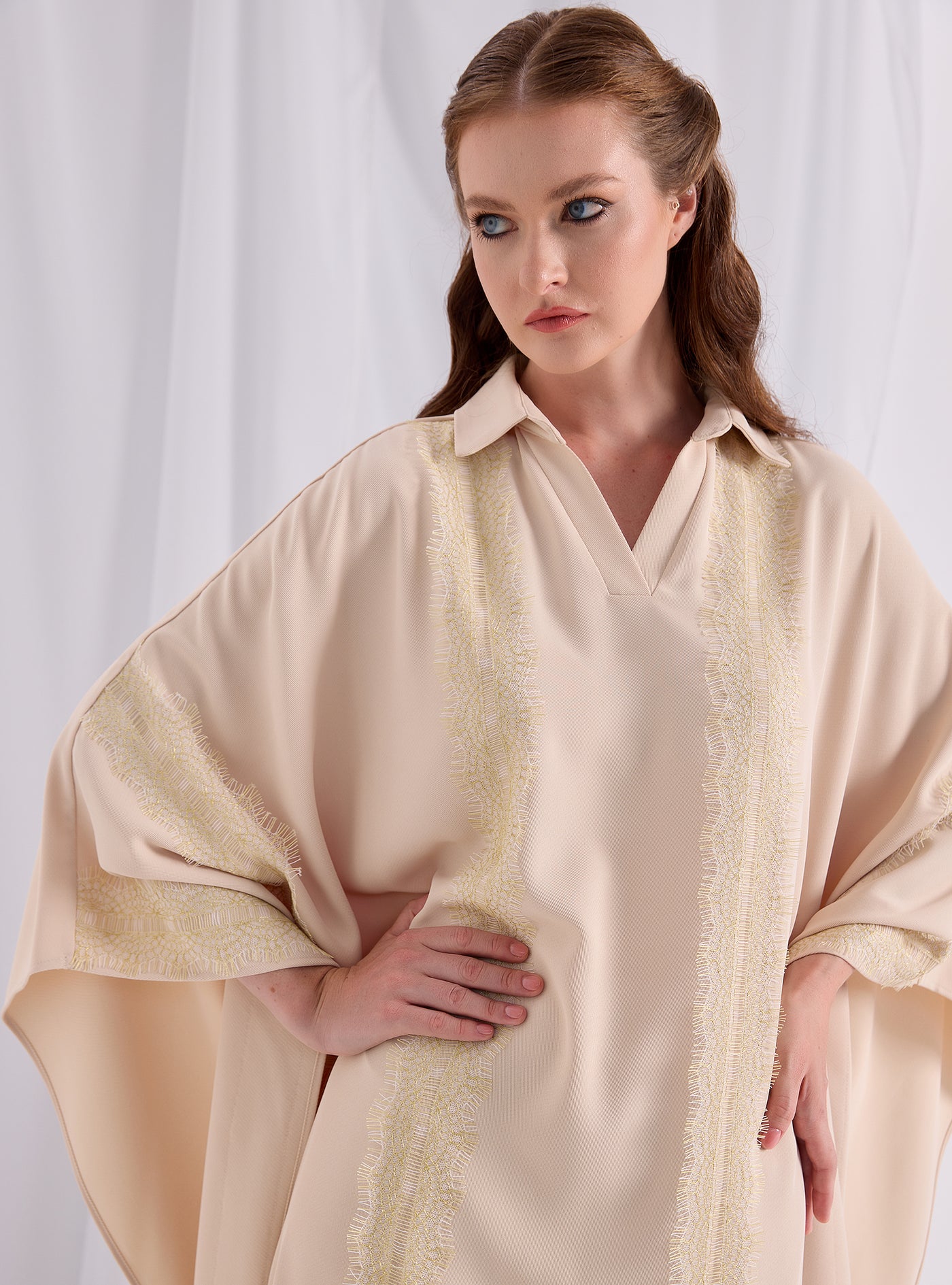 Gold Lace Shirt Kaftan Dress