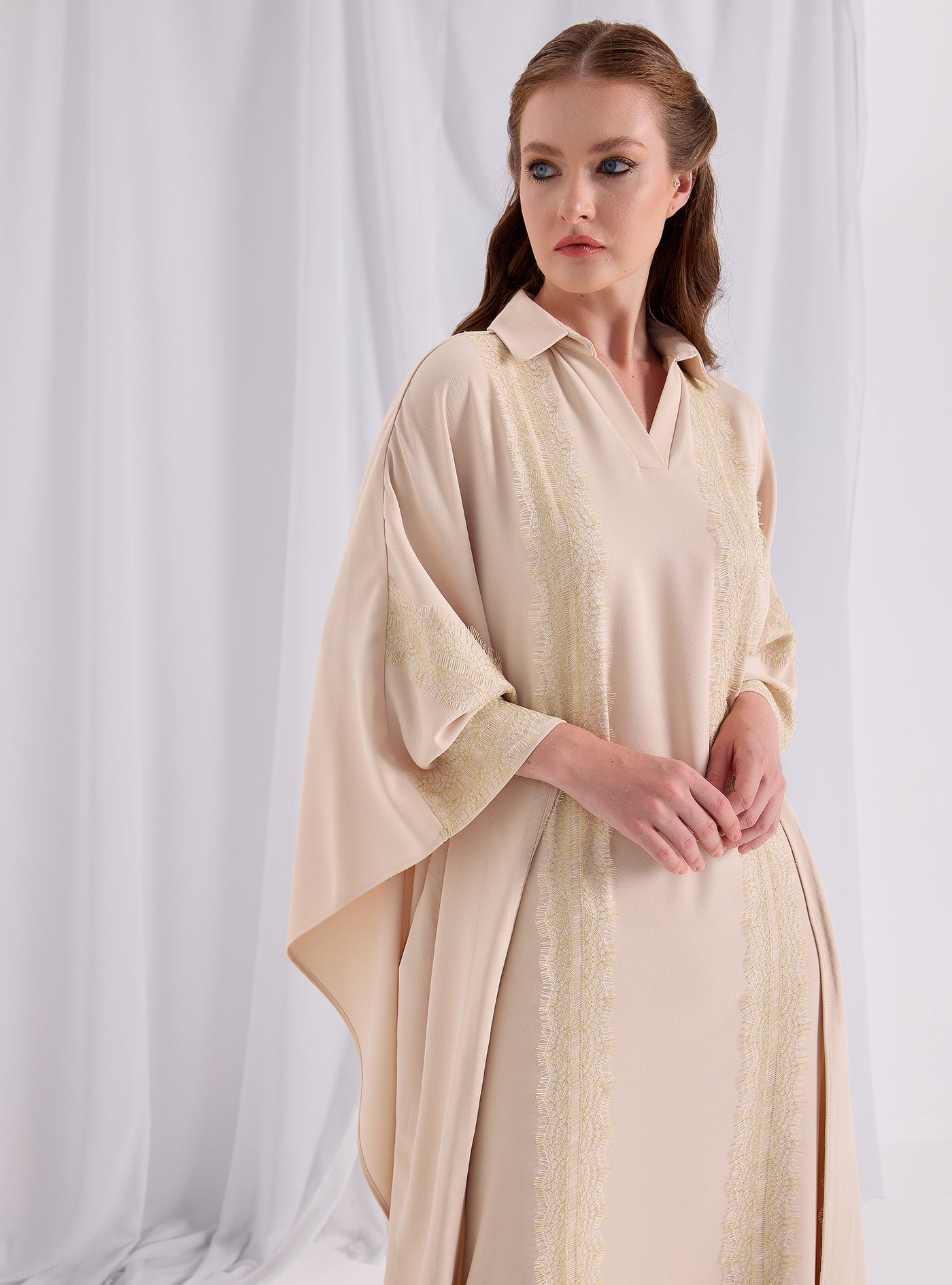 Gold Lace Shirt Kaftan Dress