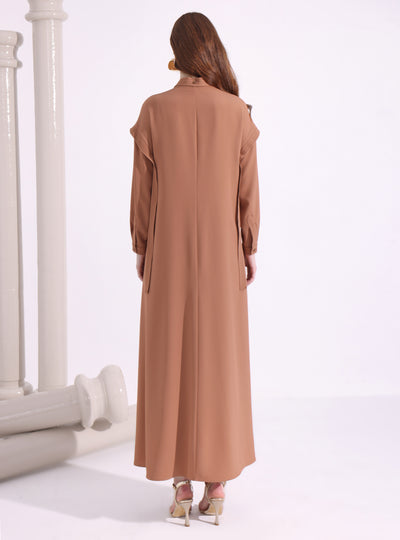 Contrast Top Stitch Cinnamon Maxi Dress