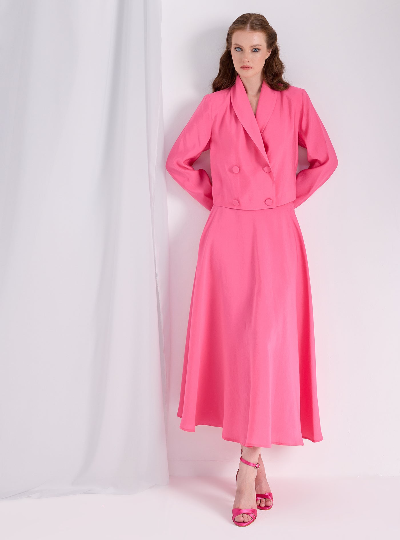 Pink Jacket & Skirt Set