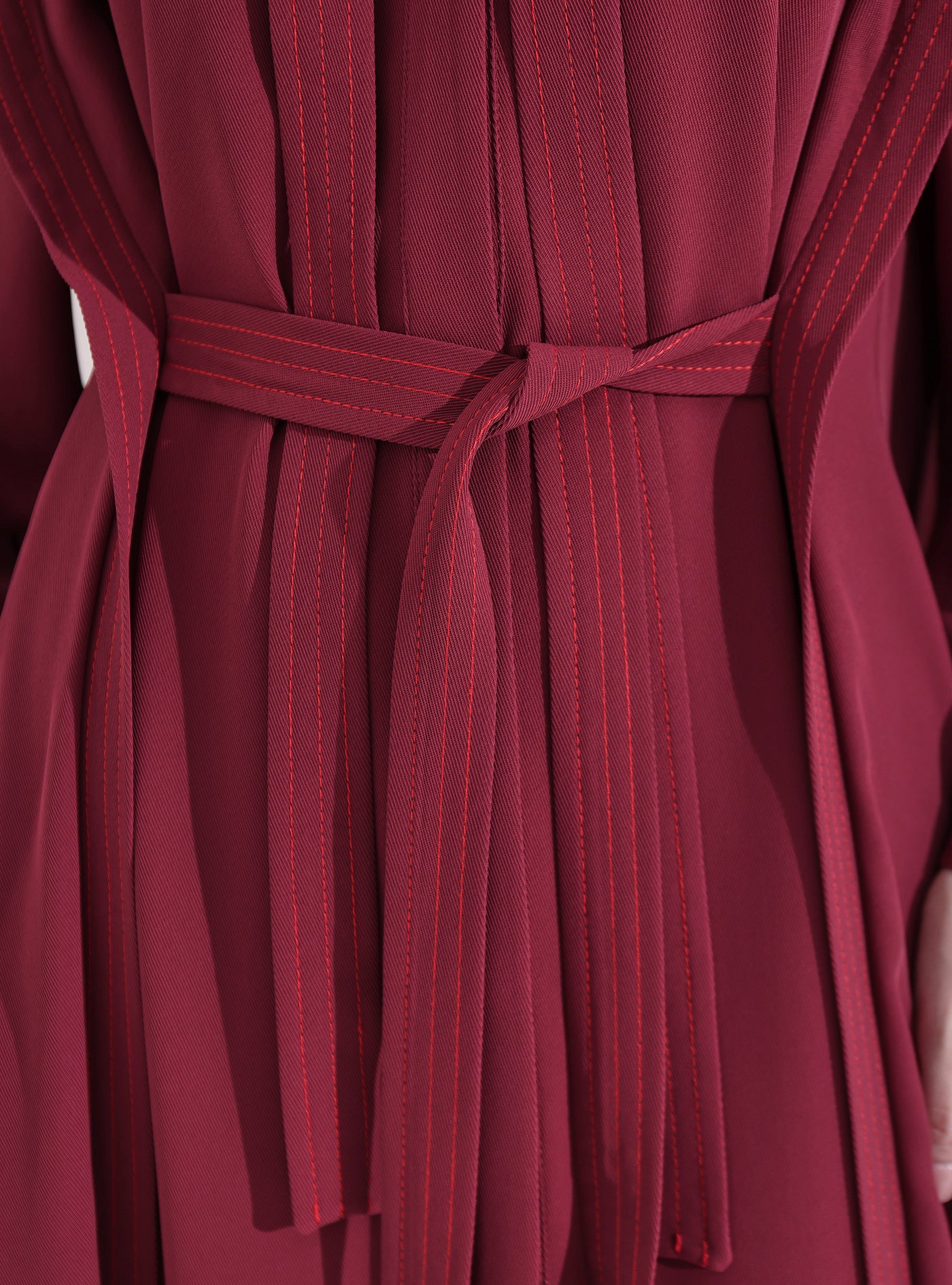 Contrast Top Stitch Burgundy Maxi Dress