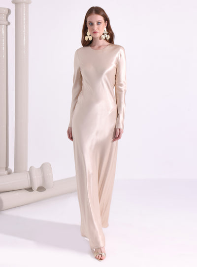 Stone Satin Maxi Dress