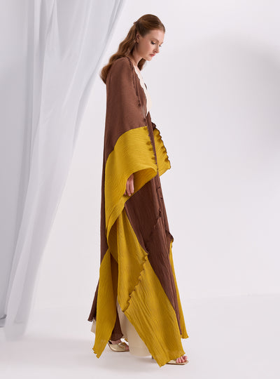 Mustard crinkle abaya