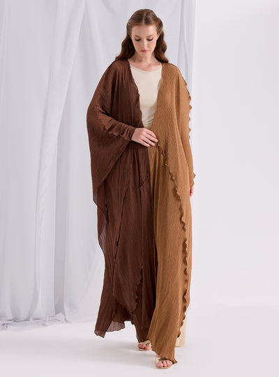 Brown crinkle abaya