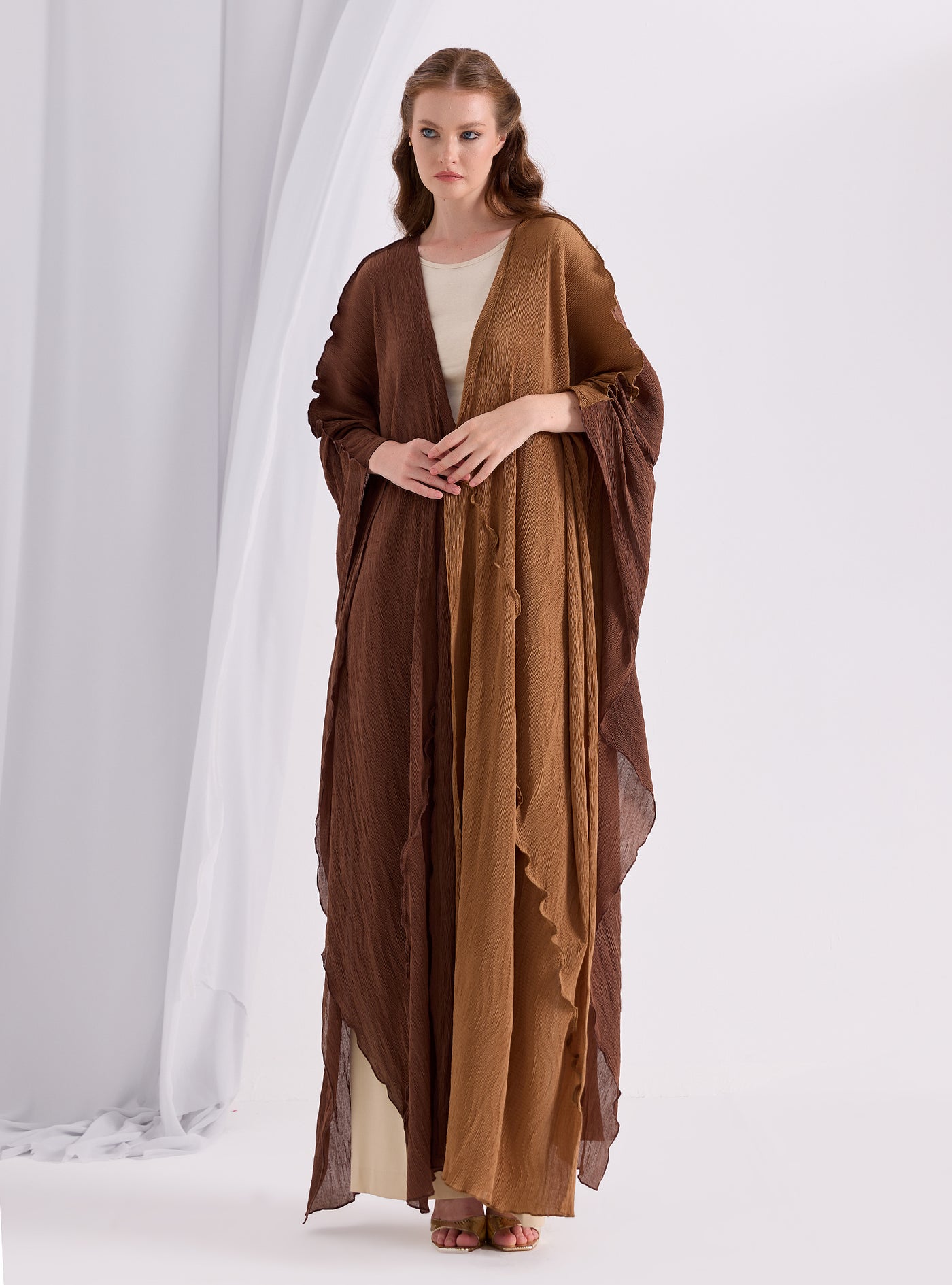 Brown crinkle abaya