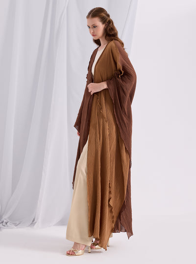 Brown crinkle abaya