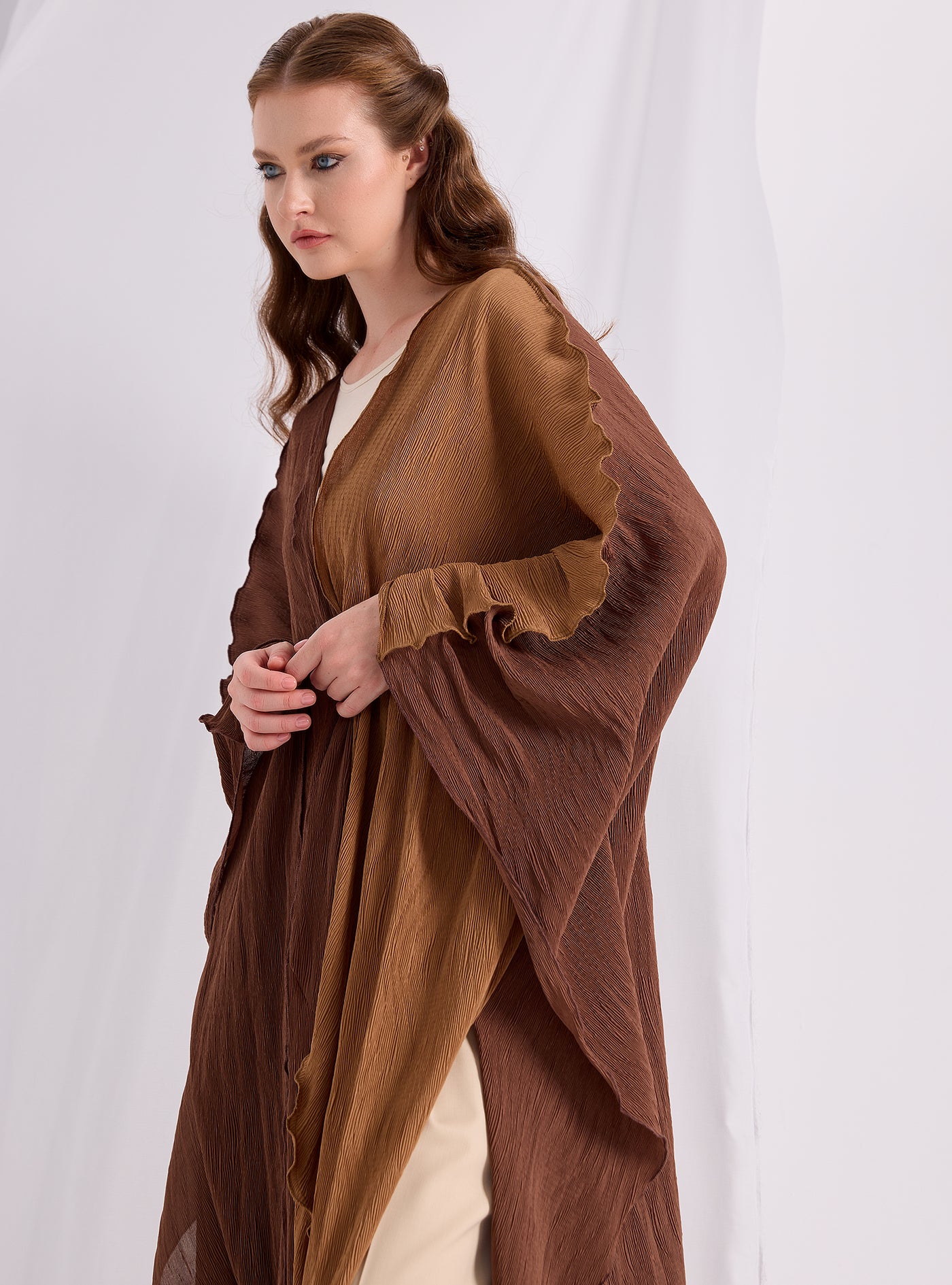 Brown crinkle abaya