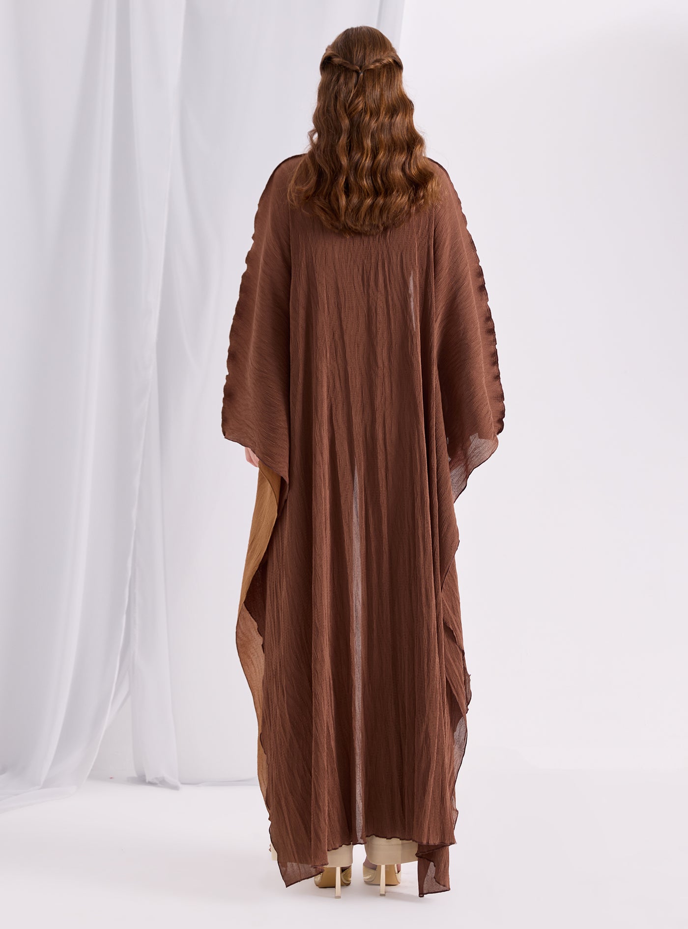 Brown crinkle abaya