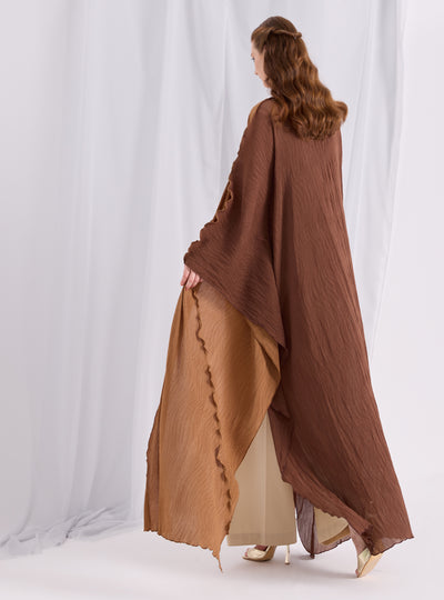 Brown crinkle abaya