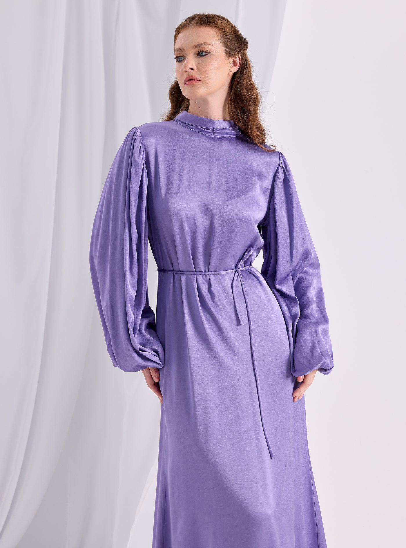 Tie Neck Belted Maxi Dress