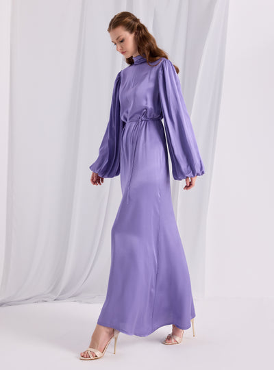 Tie Neck Belted Maxi Dress