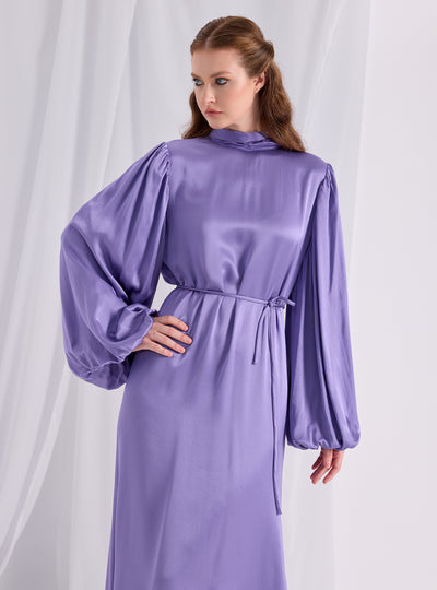 Tie Neck Belted Maxi Dress