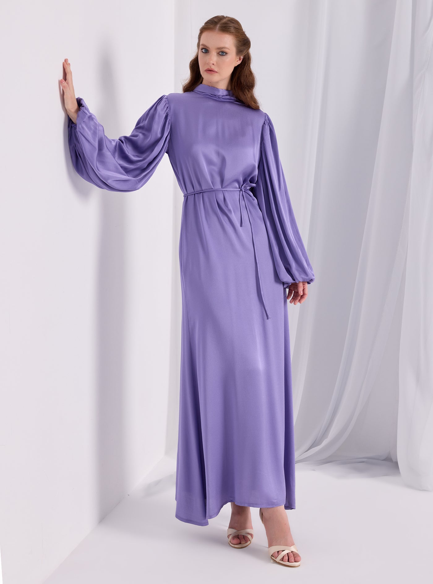 Tie Neck Belted Maxi Dress