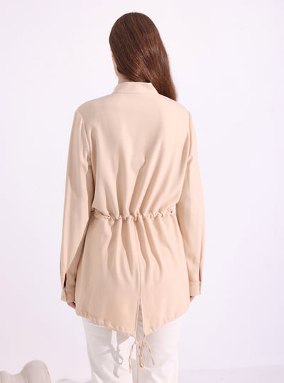 Beige Belted Jacket