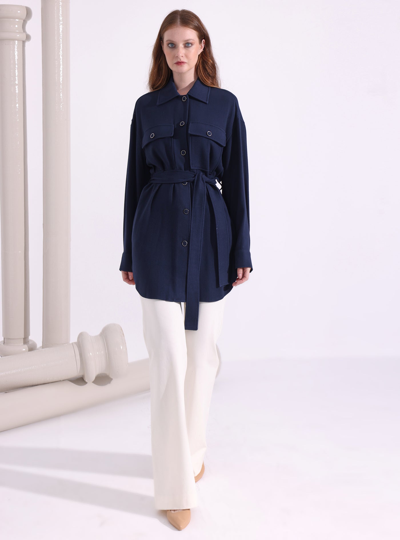 Navy Belted Jacket