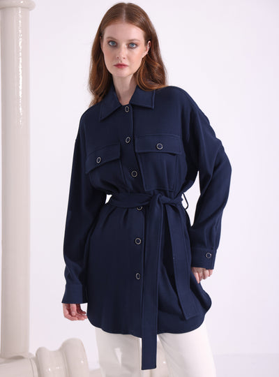 Navy Belted Jacket