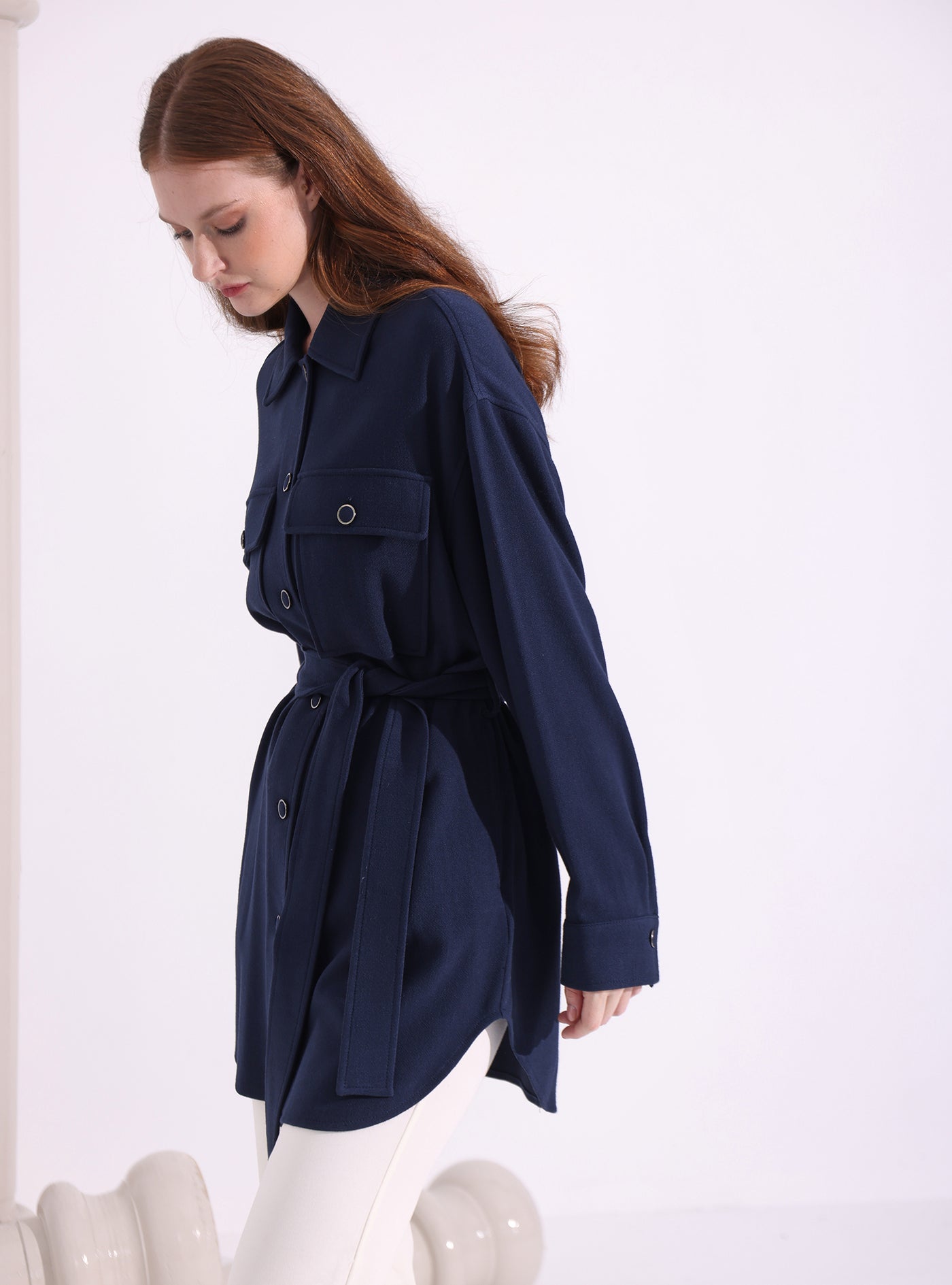 Navy Belted Jacket