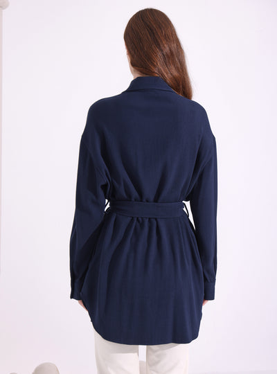 Navy Belted Jacket