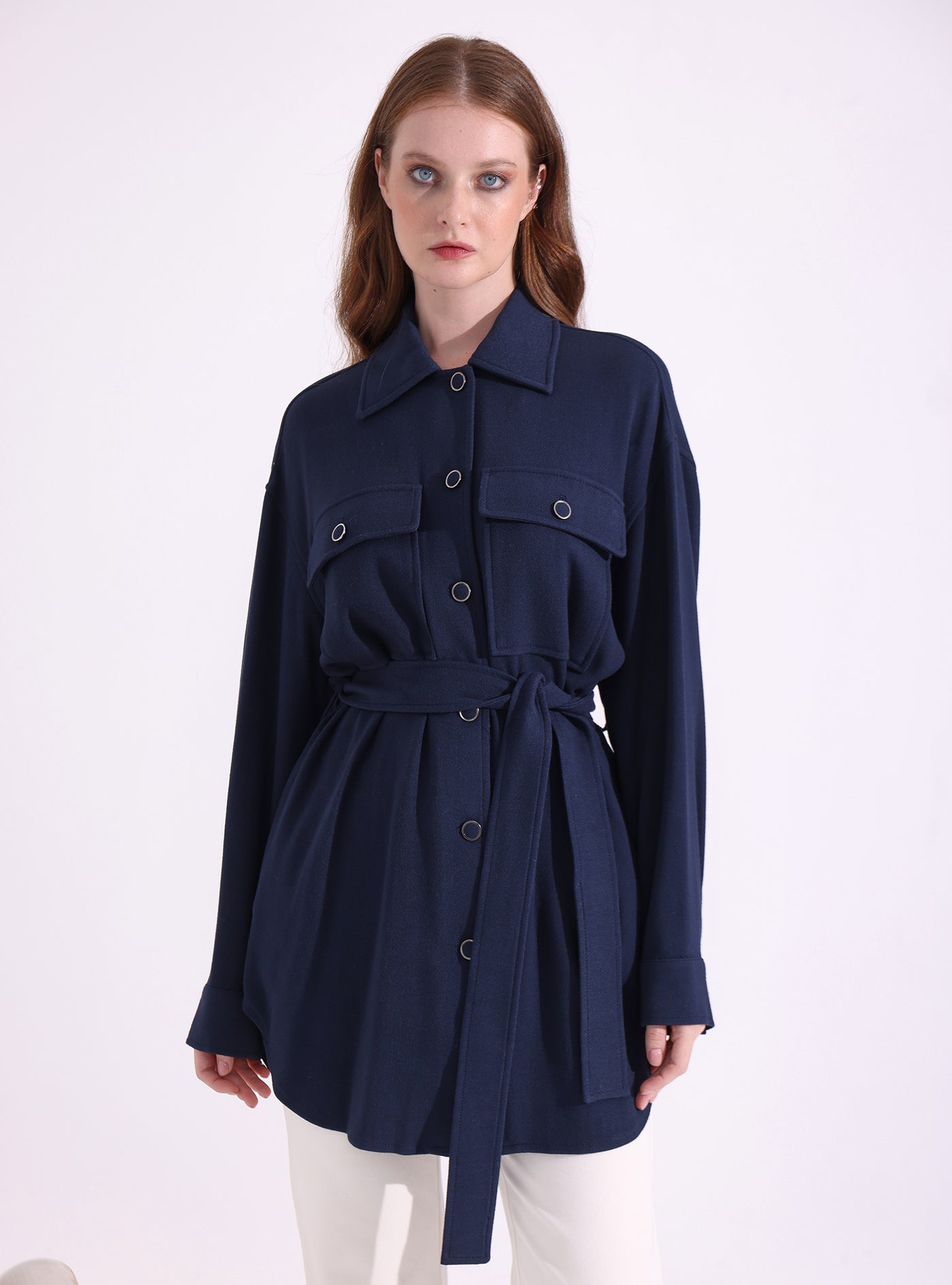 Navy Belted Jacket