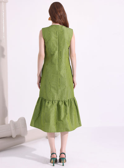 Green Jacquard Midi Dress