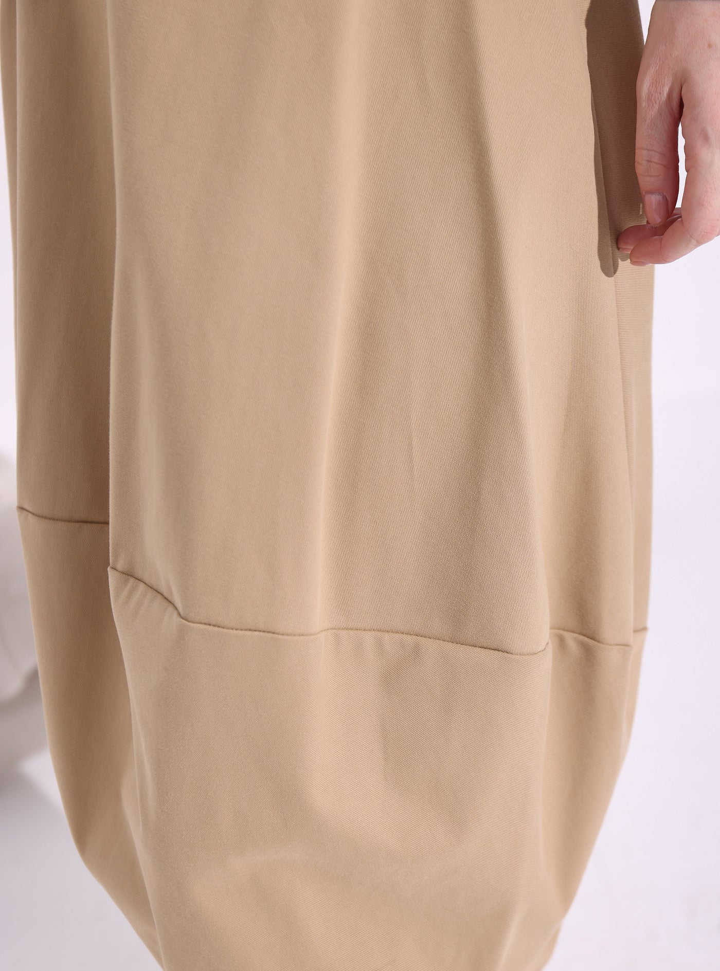 Beige Cotton Midi Skirt