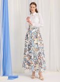 Multi colour Cotton-Poplin Plited Maxi Skirt - Store WF