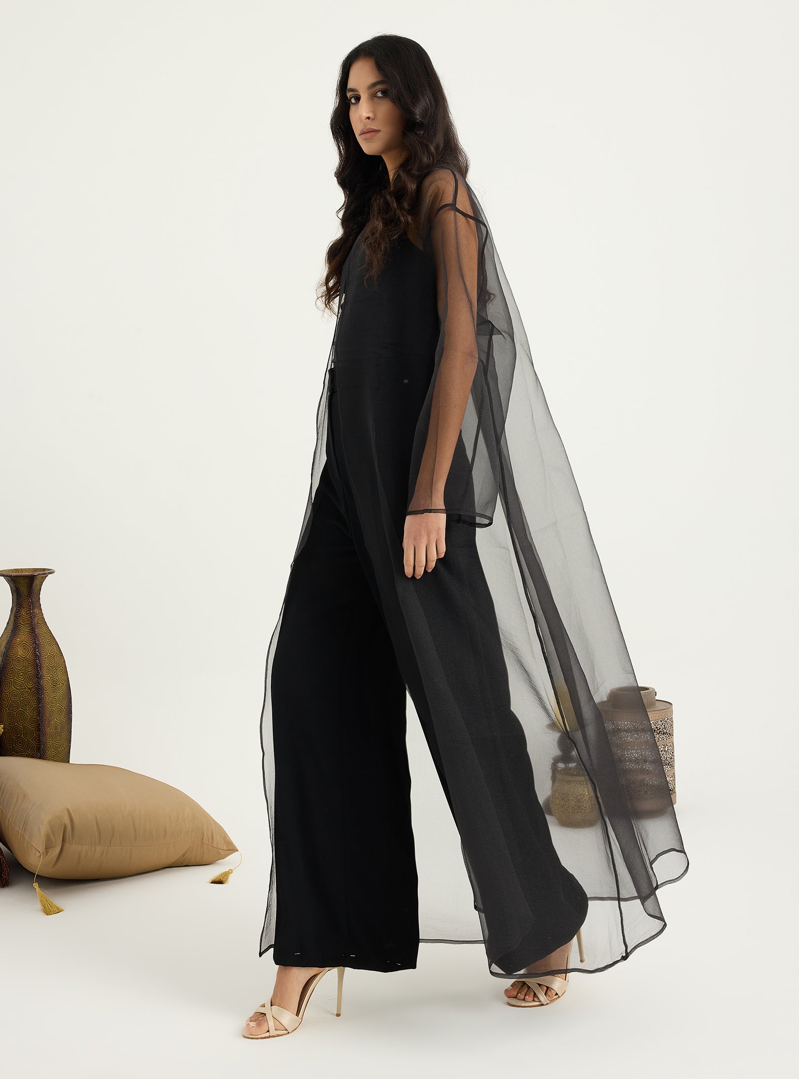 Two-Piece Double Layer jaquarde Organze Abaya - Store WF