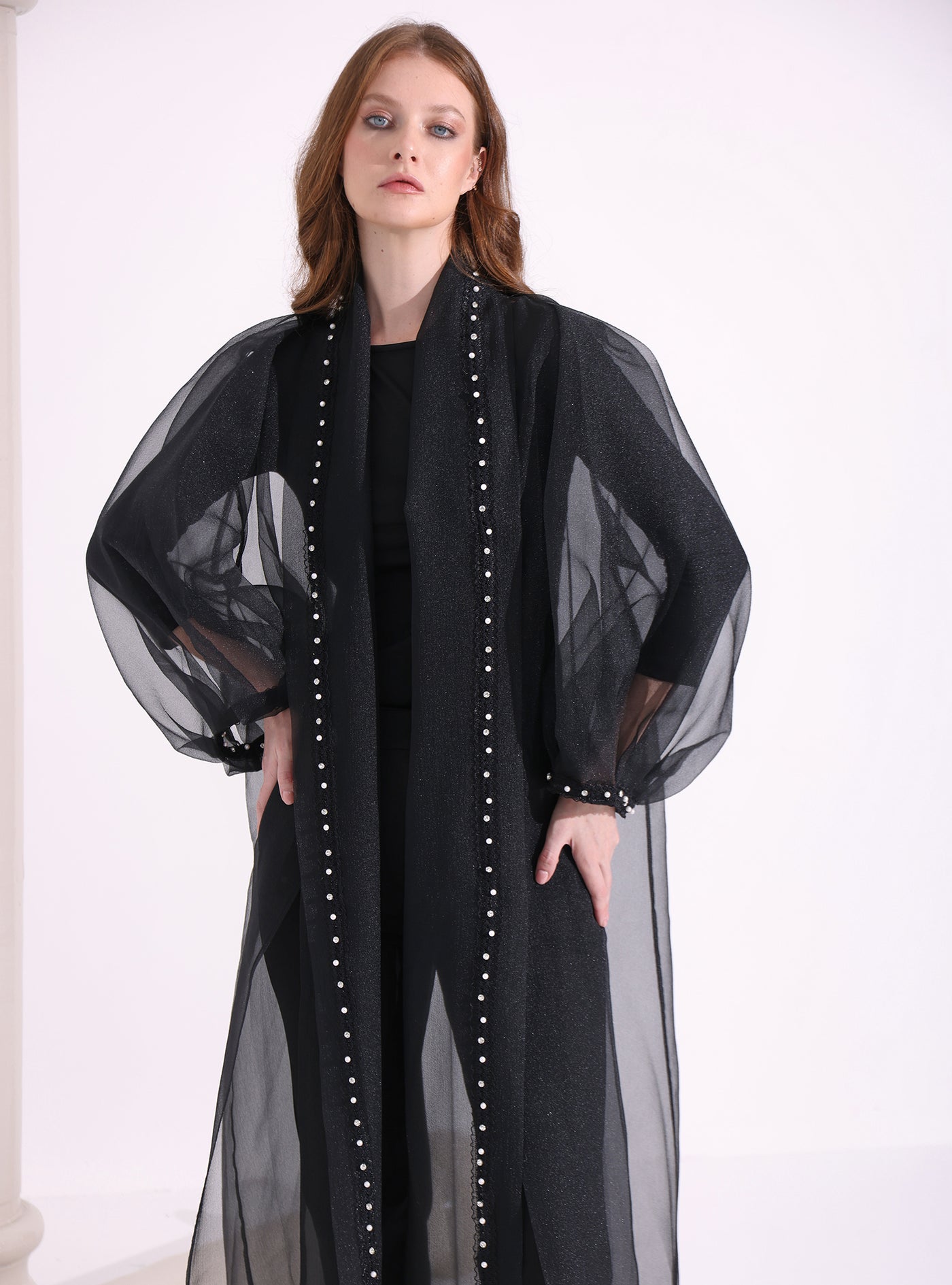 Black Organza Abaya Kaftan